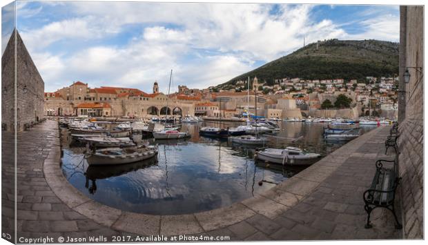 Dubrovnik harbour panorama Canvas Print by Jason Wells