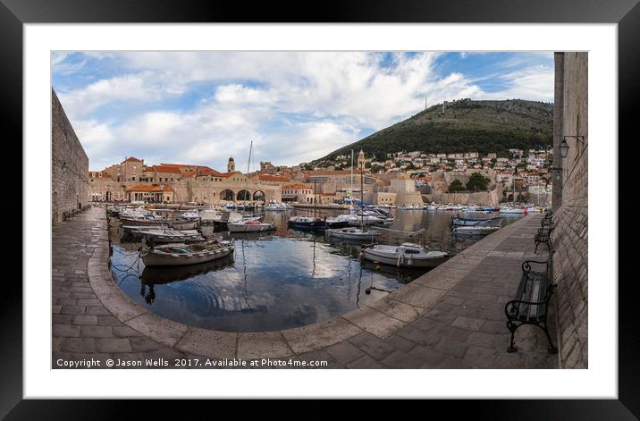 Dubrovnik harbour panorama Framed Mounted Print by Jason Wells