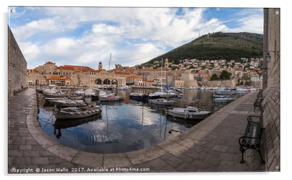 Dubrovnik harbour panorama Acrylic by Jason Wells
