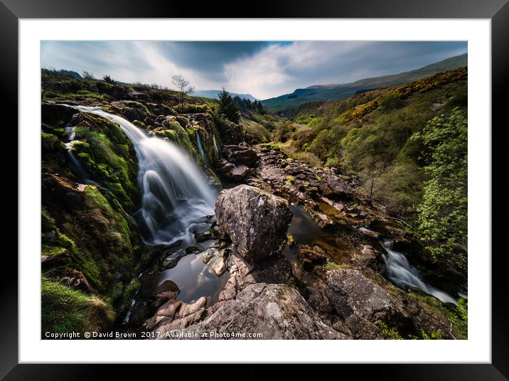 Loup of Fintry Waterfall Framed Mounted Print by David Brown