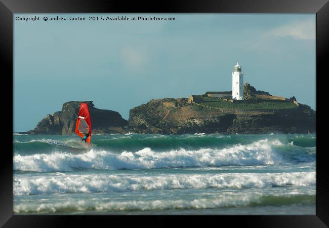 BLOWN TO THE LIGHTHOUSE  Framed Print by andrew saxton