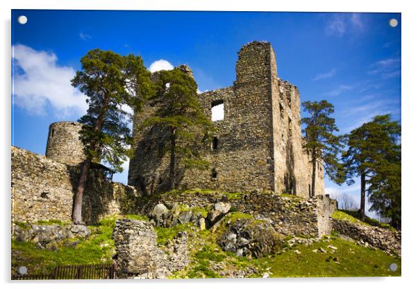 Ruins of castle Helfenburk, Czechia. Acrylic by Sergey Fedoskin