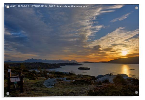 Isle of Skye Sunset, Scotland. Acrylic by ALBA PHOTOGRAPHY