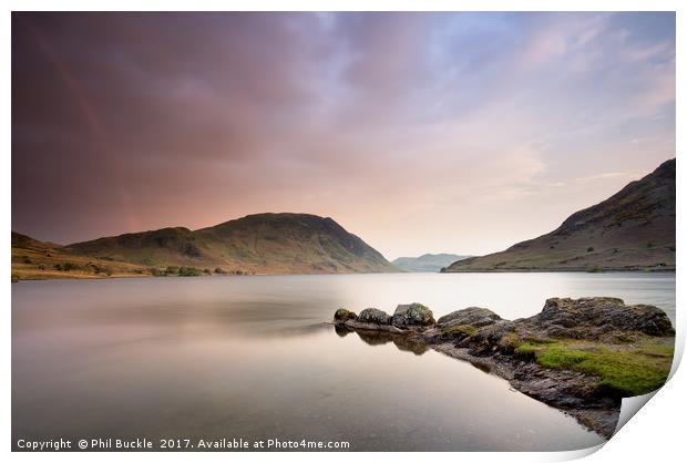 Rainbow over Crummock Water Print by Phil Buckle