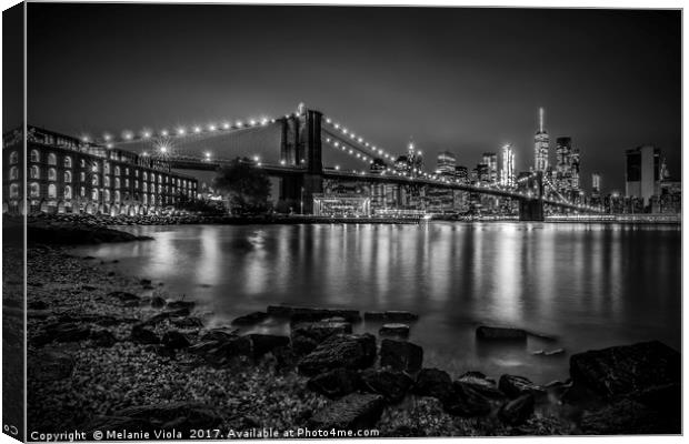 NEW YORK Nightly Stroll along the river bank Canvas Print by Melanie Viola
