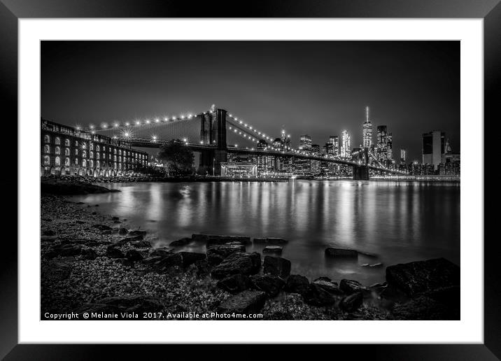 NEW YORK Nightly Stroll along the river bank Framed Mounted Print by Melanie Viola