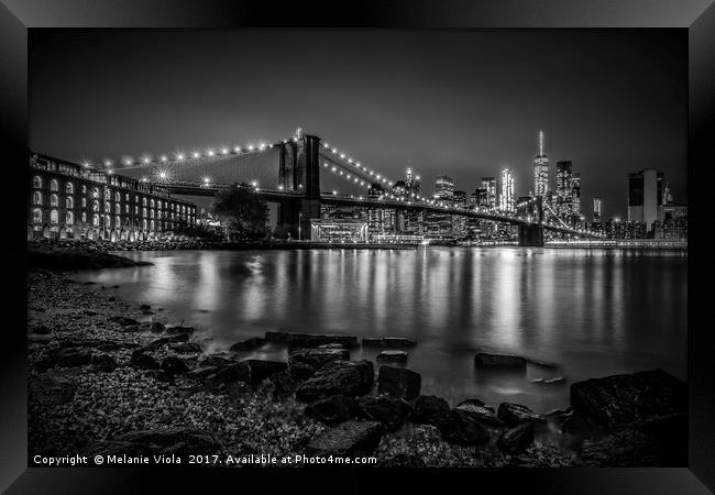 NEW YORK Nightly Stroll along the river bank Framed Print by Melanie Viola