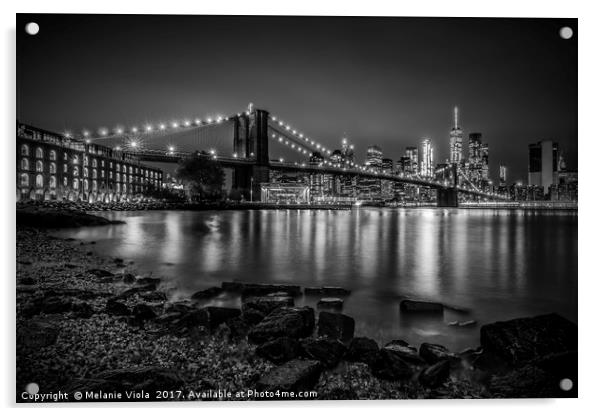NEW YORK Nightly Stroll along the river bank Acrylic by Melanie Viola
