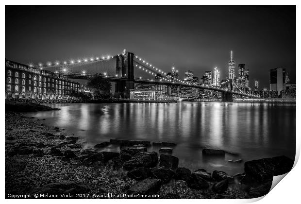 NEW YORK Nightly Stroll along the river bank Print by Melanie Viola