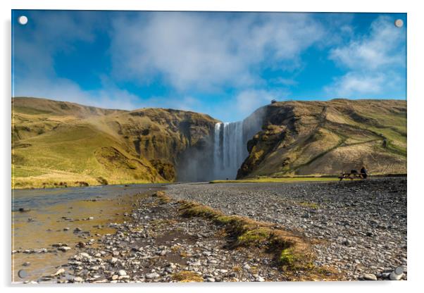 Skogafoss Waterfall Iceland Acrylic by Tony Bishop