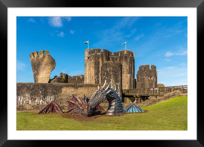 Romantic reptiles reunited at Caerphilly Castle  Framed Mounted Print by Dean Merry