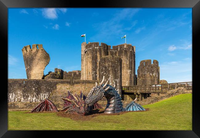 Romantic reptiles reunited at Caerphilly Castle  Framed Print by Dean Merry