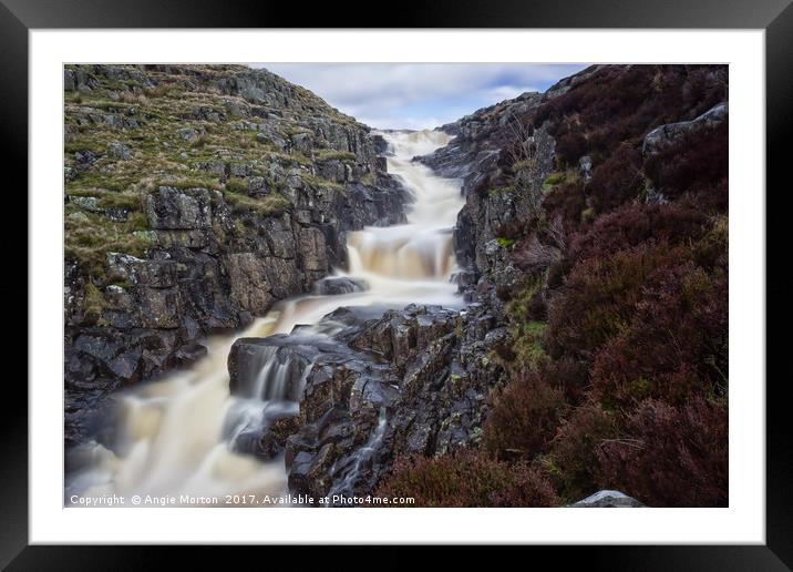 Cauldron Snout Waterfall Framed Mounted Print by Angie Morton