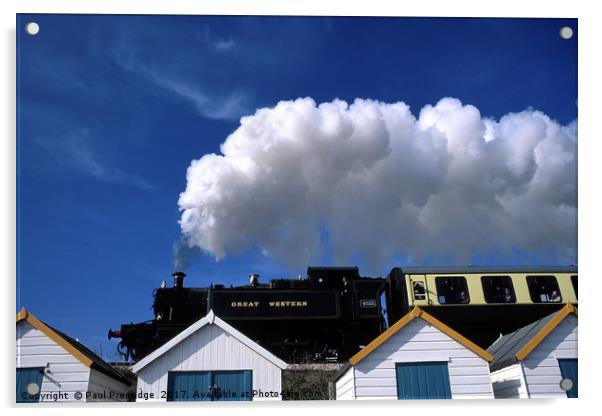Steam Train over the Beach Huts Acrylic by Paul F Prestidge