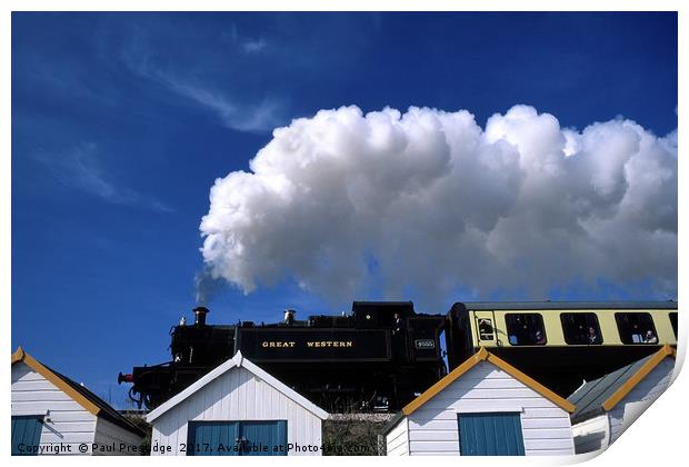 Steam Train over the Beach Huts Print by Paul F Prestidge