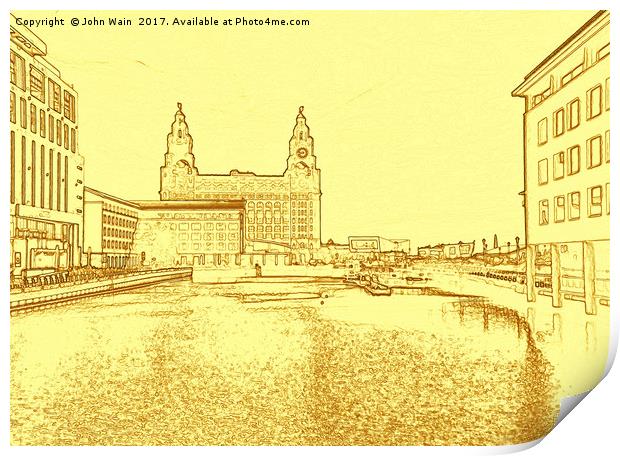 Liver Building from Princes Dock (Digital Art) Print by John Wain