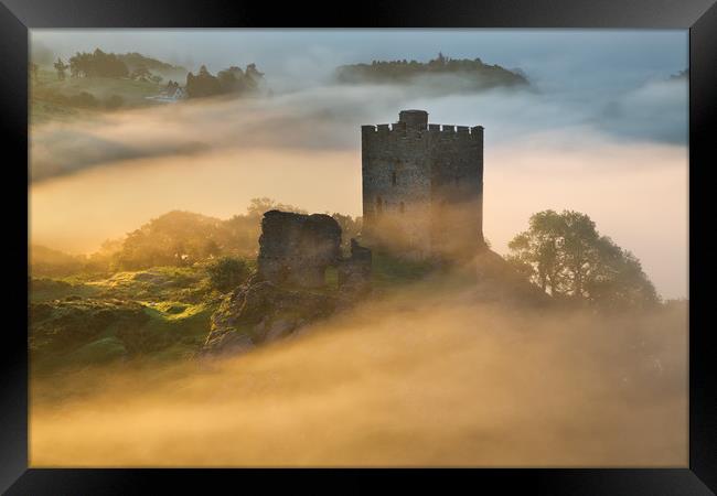 Dolwyddelan castle surrounded in mist Framed Print by Rory Trappe