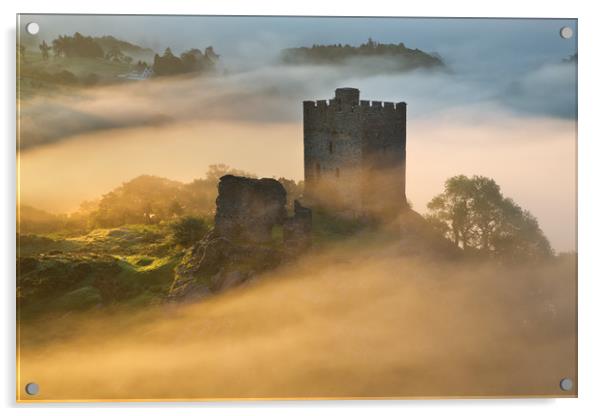 Dolwyddelan castle surrounded in mist Acrylic by Rory Trappe