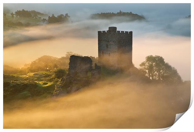Dolwyddelan castle surrounded in mist Print by Rory Trappe