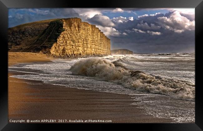 West Bay Storm And Waves Framed Print by austin APPLEBY