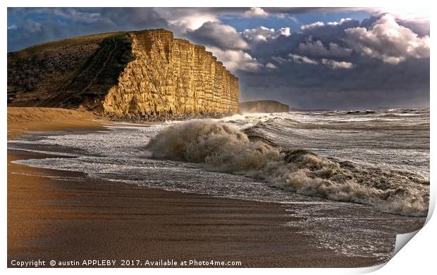 West Bay Storm And Waves Print by austin APPLEBY