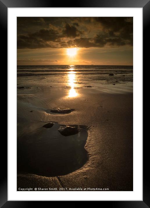 the beach at sun set Framed Mounted Print by Sharon Smith