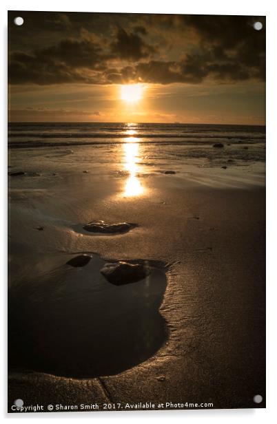 the beach at sun set Acrylic by Sharon Smith