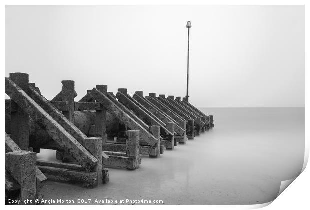 Hornsea Groyne  Print by Angie Morton