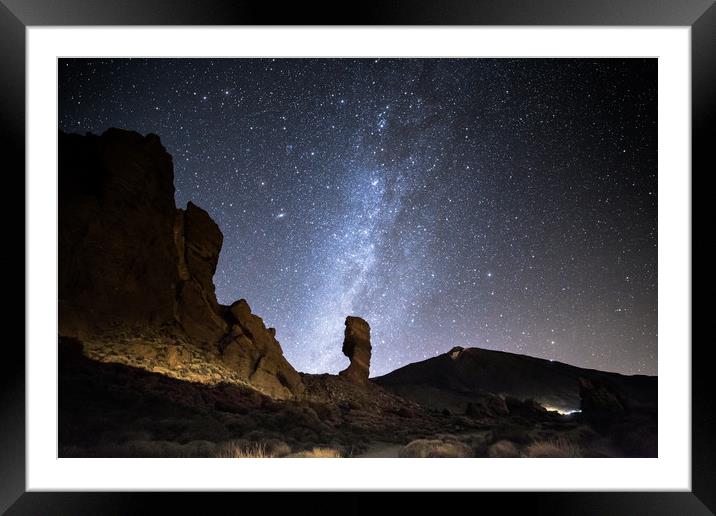 Teide and the Milky Way Framed Mounted Print by Pete Collins