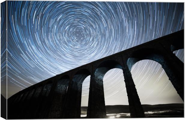 Startrails, Ribblehead Viaduct Canvas Print by Pete Collins