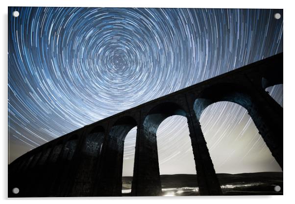 Startrails, Ribblehead Viaduct Acrylic by Pete Collins