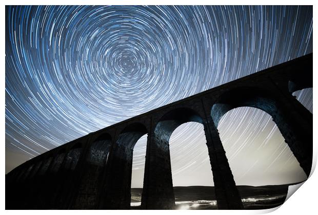 Startrails, Ribblehead Viaduct Print by Pete Collins