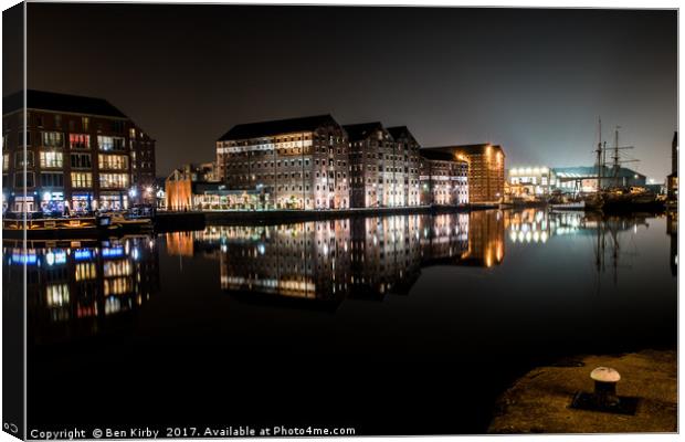 Gloucester Docks By Night Canvas Print by Ben Kirby