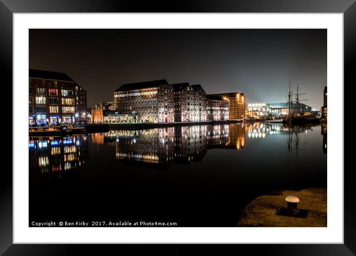 Gloucester Docks By Night Framed Mounted Print by Ben Kirby