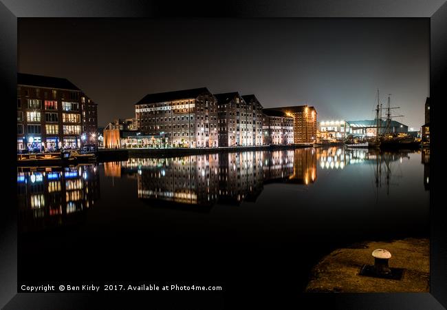Gloucester Docks By Night Framed Print by Ben Kirby