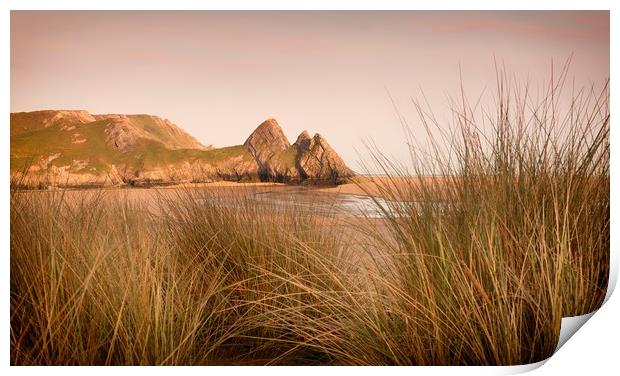 Three Cliffs Bay Gower Print by Leighton Collins