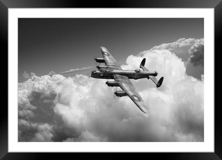 Lancaster KB799 The Moose above clouds, B&W versio Framed Mounted Print by Gary Eason