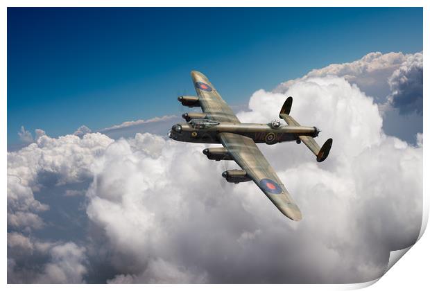 Lancaster KB799 The Moose above clouds Print by Gary Eason