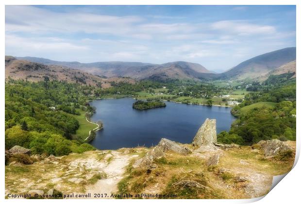 Grasmere Lake from Loughrigg Fell Print by yvonne & paul carroll