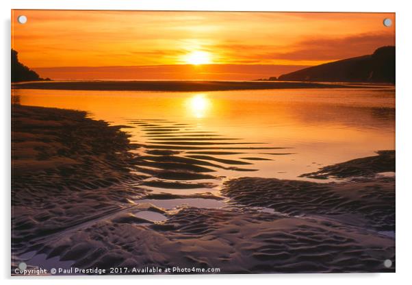 Wonwell Beach Sunset Acrylic by Paul F Prestidge