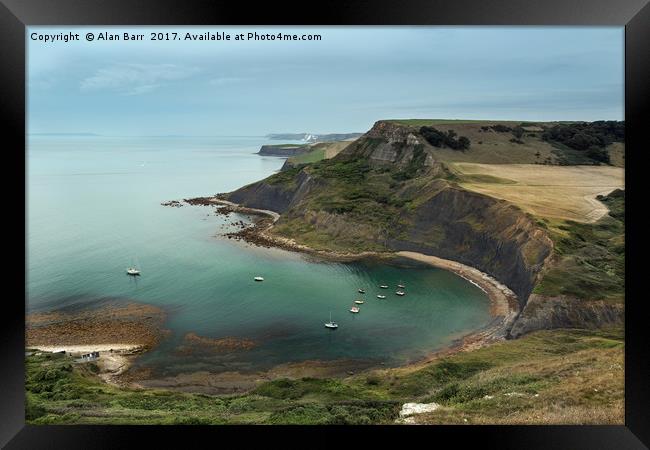 Yachts Anchored in Chapman's Pool, Dorset  Framed Print by Alan Barr