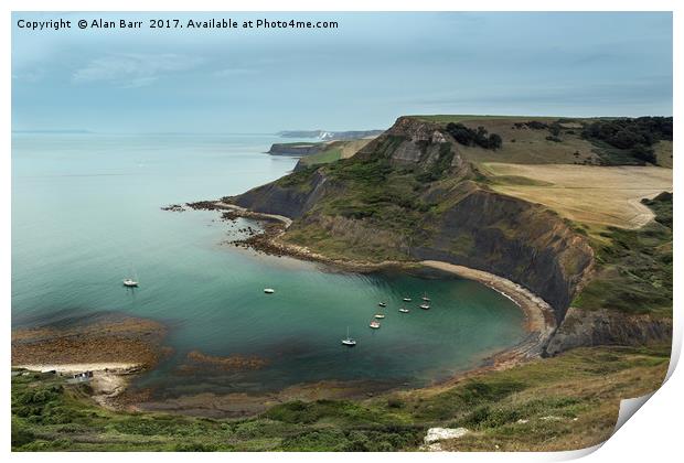 Yachts Anchored in Chapman's Pool, Dorset  Print by Alan Barr