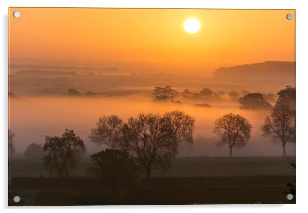 sunrise across leicestershire Acrylic by Caroline Burton