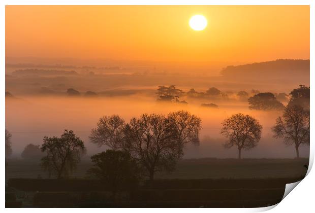 sunrise across leicestershire Print by Caroline Burton