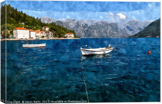Pretty Perast in the Bay of Kotor Canvas Print by Jason Wells
