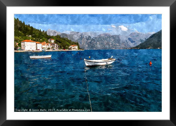 Pretty Perast in the Bay of Kotor Framed Mounted Print by Jason Wells
