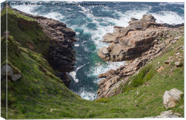 Looking down on the Cornish coast Canvas Print by Pete Hemington