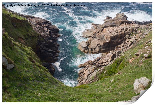 Looking down on the Cornish coast Print by Pete Hemington