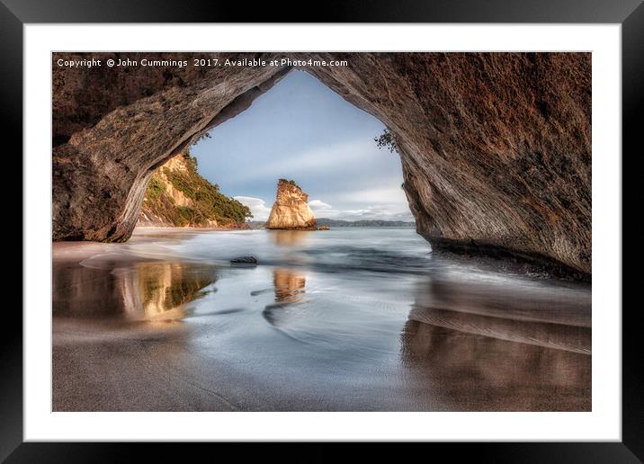Sunrise at Cathedral Cove, Coromandel, New Zealand Framed Mounted Print by John Cummings