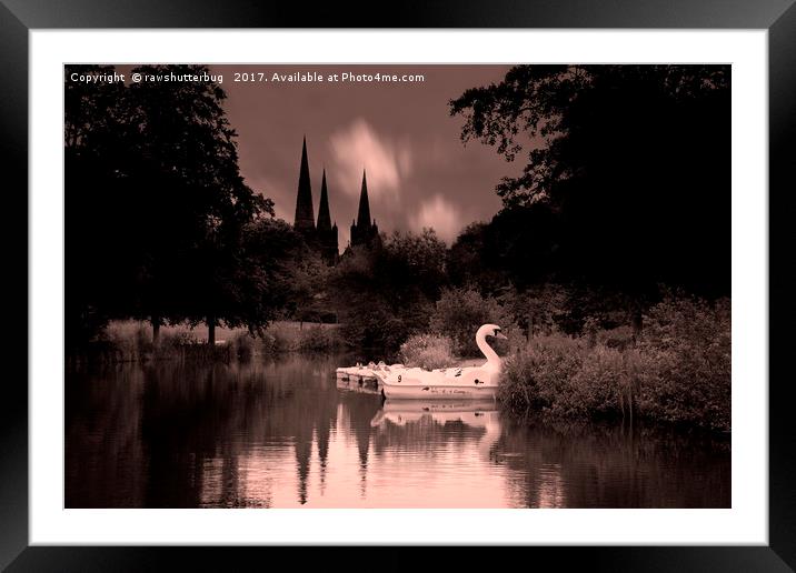 Swan Boats In The Reflection Of Lichfield Cathedra Framed Mounted Print by rawshutterbug 